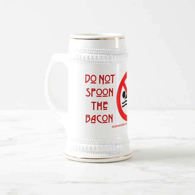 Jarra De Cerveza SlipperyJoe's Do Not Spoon Bacon red Advertencia m (Anverso izquierdo)