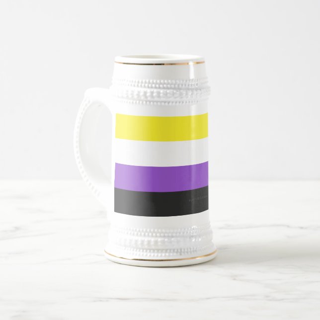 Jarra De Cerveza SlipperyJoe's Nonbinary Pride Flag gay gifts LGBTQ (Anverso izquierdo)
