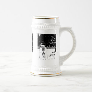 Jarra De Cerveza snowman blanco y negro vestido para navidades