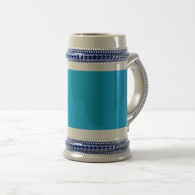 Jarra De Cerveza Solid Cyan Blue Background | Summer Minimal Style (Anverso derecho)
