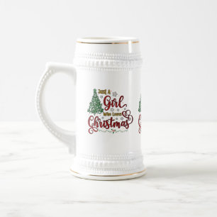 Jarra De Cerveza Sólo un Chica que ama a los Navidades