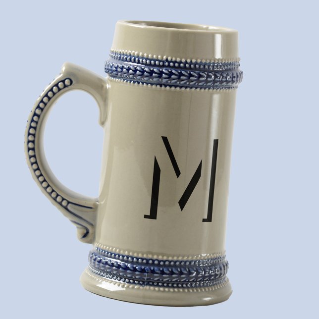 Jarra De Cerveza Sombra de caída inicial monograma simple personali (Monogram initial drop shadow personalized beer stein )