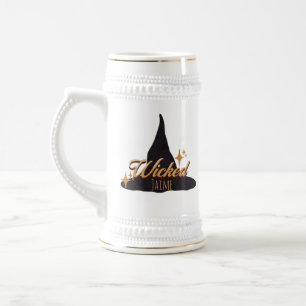 Jarra De Cerveza Sombrero de Bruja Retro Nombre Malvado  