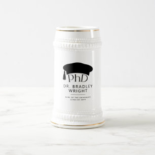 Jarra De Cerveza Sombrero doctoral de doctorado personalizado Gradu
