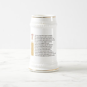 Jarra De Cerveza Soneto 73 (LXXIII) de Shakespeare en el pergamino
