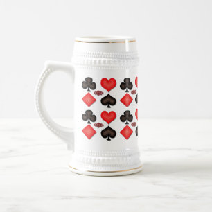 Jarra De Cerveza Spades Hearts Diamonds Clubs Pattern Beer Stein