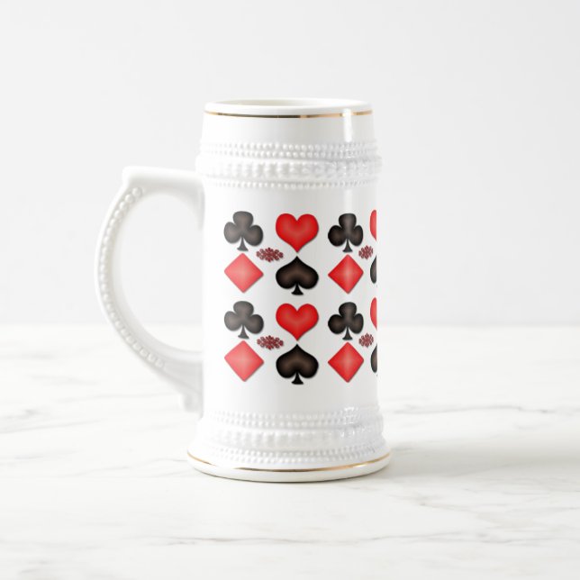 Jarra De Cerveza Spades Hearts Diamonds Clubs Pattern Beer Stein (Izquierda)