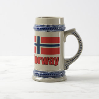Jarra De Cerveza Stein azul/gris Noruega \ bandera de 22oz