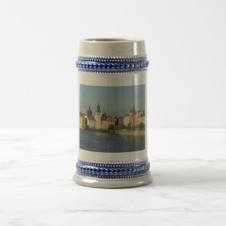 Jarra De Cerveza STein azul y blanco de Praga