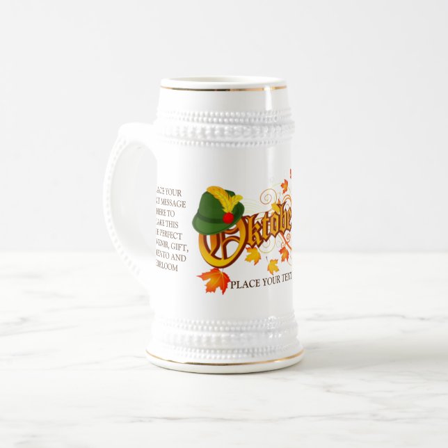 Jarra De Cerveza Stein, cerveza personalizada de Oktoberfest en Ale (Anverso izquierdo)