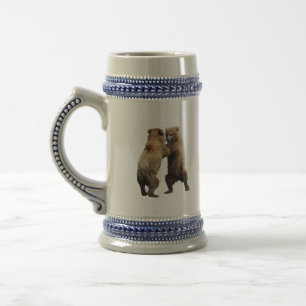 Jarra De Cerveza Stein con cachorros de oso pardo