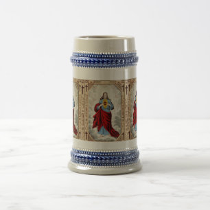 Jarra De Cerveza Stein del corazón de Jesús