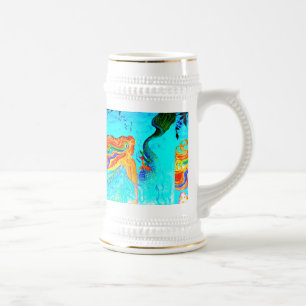 Jarra De Cerveza stein largo multicolor de la sirena del pelo
