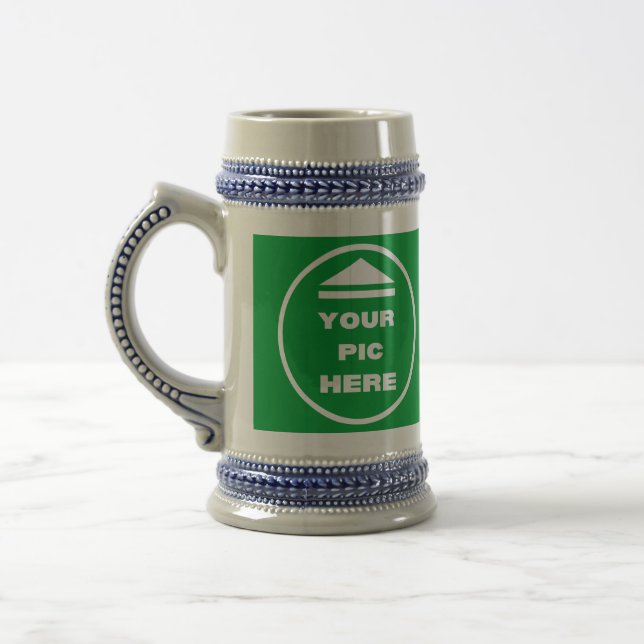 Jarra De Cerveza Stein Mug - Añade tu imagen gris y azul (Izquierda)