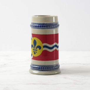 Jarra De Cerveza Stein Mug con bandera de San Luis, Missouri