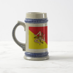 Jarra De Cerveza Stein Mug con bandera de Sicilia, Italia