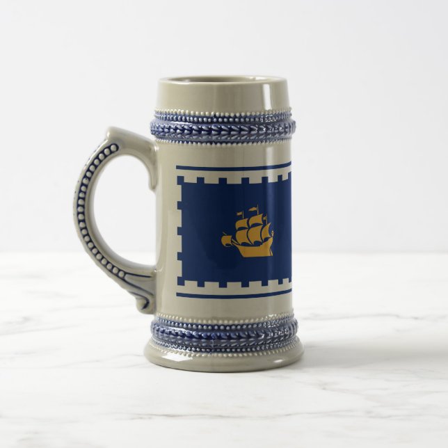 Jarra De Cerveza Stein Mug with Flag of Quebec City, Canada (Izquierda)