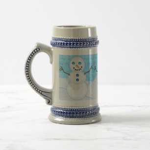 Jarra De Cerveza Steins del día de fiesta del muñeco de nieve