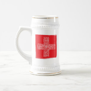 Jarra De Cerveza Suiza Bandera Word Cloud Vintage