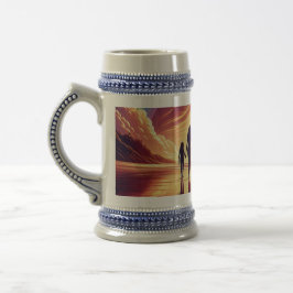 Jarra De Cerveza Sunset Family Beach Walk Beer Stein - Mug