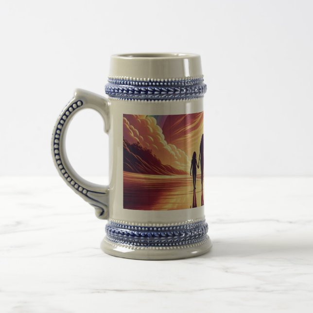 Jarra De Cerveza Sunset Family Beach Walk Beer Stein - Mug (Izquierda)