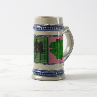 Jarra De Cerveza Tartán de Irlanda, trébol de shamrock, bailarinas 
