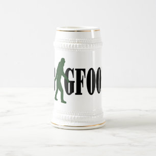 Jarra De Cerveza Texto de Bigfoot y gráfico verde del squatch