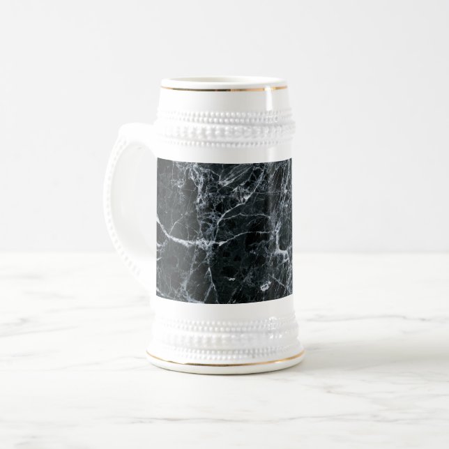 Jarra De Cerveza Textura de mármol negro (Anverso izquierdo)