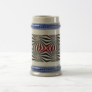 Jarra De Cerveza Thunder_Cove de patrón de radiación blanco negro