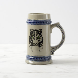 Jarra De Cerveza Tigre tribal tatuado blanco negro