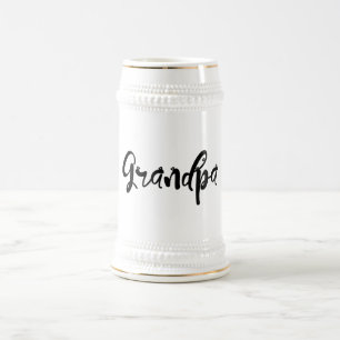 Jarra De Cerveza Tipografía con el abuelo del corazón lindo