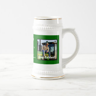 JARRA DE CERVEZA TRACTOR GRANDE STEIN DE CERÁMICA BLANCO