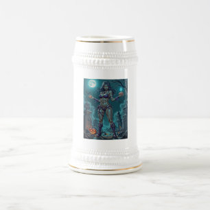 Jarra De Cerveza Trato de Halloween o Novia Zombie con cerebros