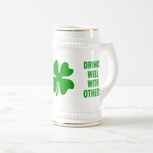 Jarra De Cerveza Trébol de la suerte verde divertido día de San Pat