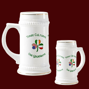 Jarra De Cerveza Trébol Personalizado Ítalo Irlandés Americano