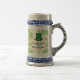 Jarra De Cerveza Tréboles, duendes y la olla de oro Stein