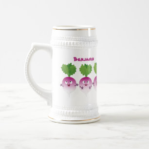 Jarra De Cerveza Trío de verduras de nabo lindo personalizado