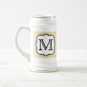 Jarra De Cerveza Tu carta. Monograma personalizado. Punto de Polka