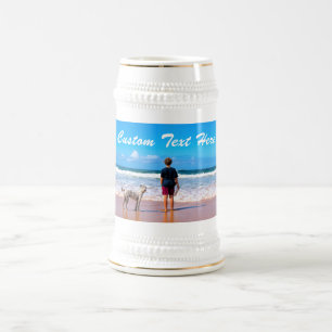 Jarra De Cerveza Tu cerveza fotográfica favorita Stein con texto Pe