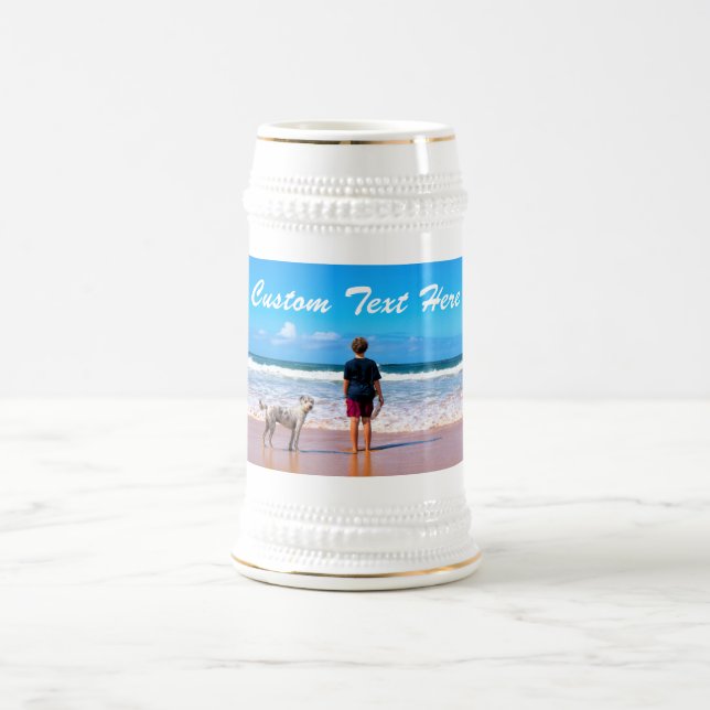 Jarra De Cerveza Tu cerveza fotográfica favorita Stein con texto Pe (Centro)