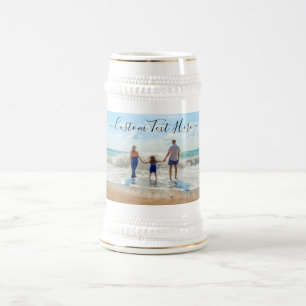 Jarra De Cerveza Tu cerveza fotográfica Stein con texto Personaliza