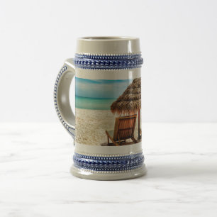 Jarra De Cerveza Tumbonas en la playa