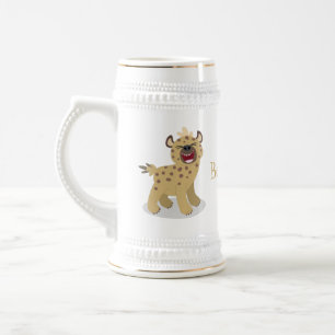 Jarra De Cerveza Una chiflada hiena riéndose del ilustracion person