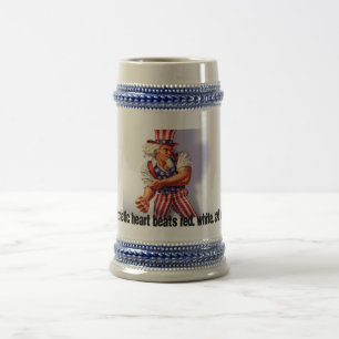 Jarra De Cerveza UncleSam_normal, mi rojo patriótico de los golpes