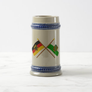Jarra De Cerveza Und Sajonia Flaggen, gekreuzt de Deutschland