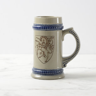 Jarra De Cerveza Unicornio heráldico Stein del estilo