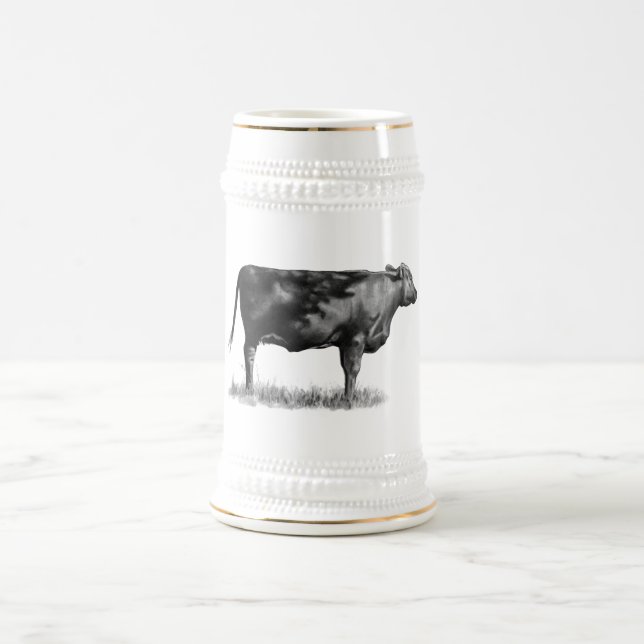 Jarra De Cerveza Vaca de ganado/novilla en lápiz: Realismo: Dibujo (Centro)