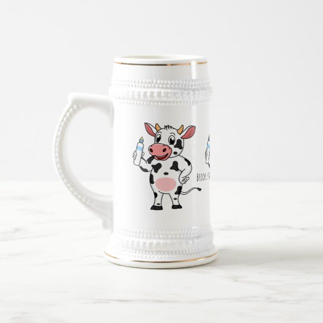 Jarra De Cerveza Vaca feliz con personalizado de biberón (Izquierda)