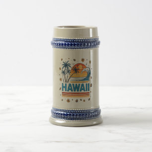 Jarra De Cerveza Vacaciones en Hawái Atardecer Playa 70S