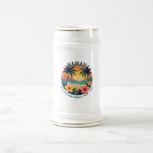 Jarra De Cerveza Vacaciones familiares personalizadas retro Hawai t